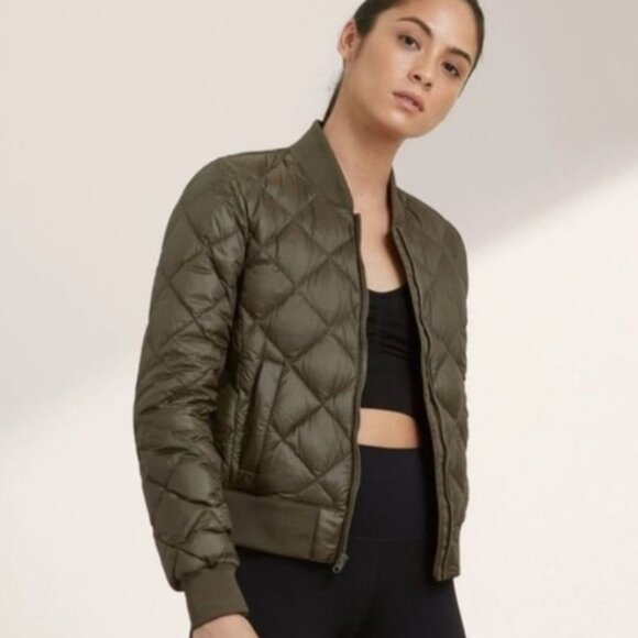 TNA Quilted Bomber Jacket in Khaki - Picture 1 of 4